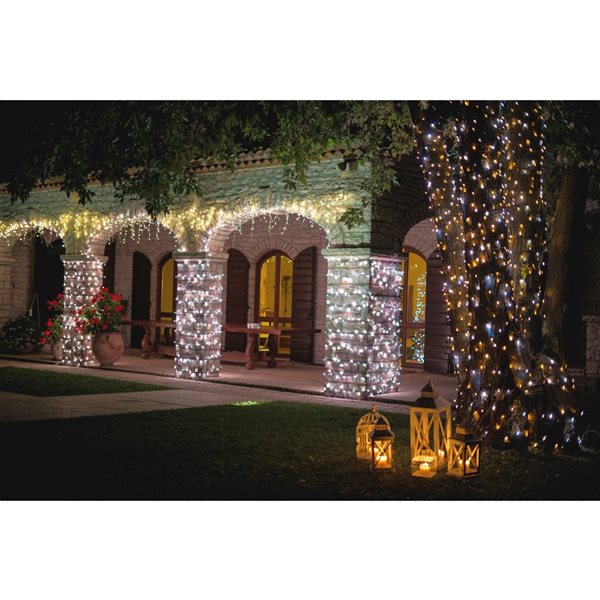 Twinkly Multi-function Gold Mini LED Electrical Outlet Christmas Icicle Lights Timer