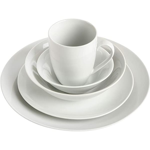 Service de vaisselle en céramique Home Classic Pearl blanc par Gibson, 39 pièces