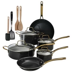 Martha Stewart 14-Piece Cookware Set with Non Stick Interior and Enamel Exterior