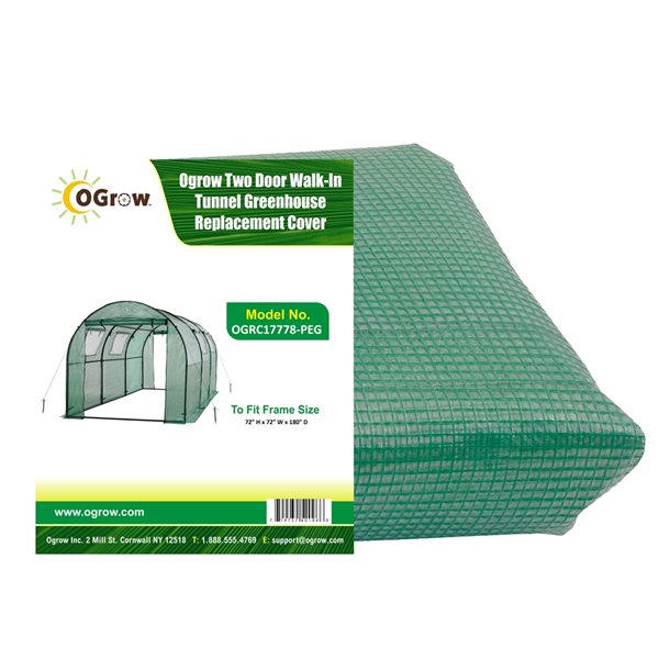 Ogrow 15-ft x 6-ft x 6-ft Cover for Walk-in Tunnel Greenhouse
