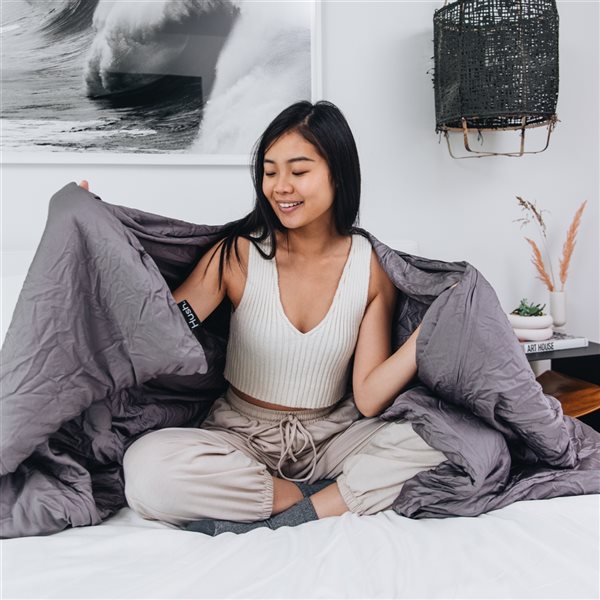 HUSH Iced Weighted Blanket with Grey Duvet Cover - Queen 20 lbs