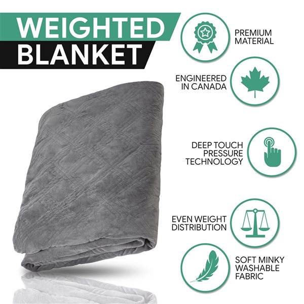 HUSH Classic Weighted Blanket with Grey Duvet Cover - Twin 15 lbs