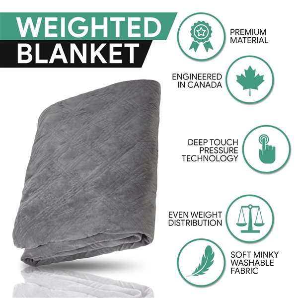 HUSH Classic Weighted Blanket with Grey Duvet Cover Queen 20 lbs