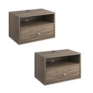 Prepac Drifted Grey Pine Nightstand - Set of 2