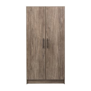 Prepac Elite Wardrobe Cabinet with Storage in Drifted Grey