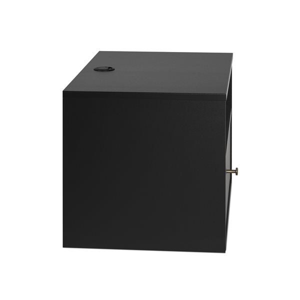 Table de chevet en pin noir par Prepac avec tablette ouverte