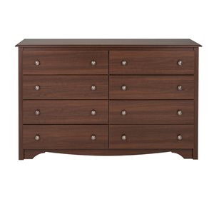 Commode double en pin à 8 tiroirs Monterey par Prepac, cerise
