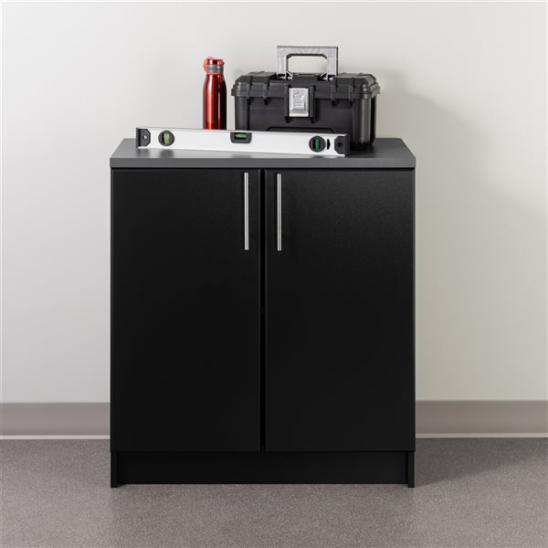 Prepac Elite Base Cabinet with Melamine Countertop in Black BEB