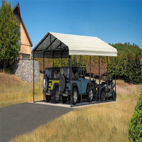 Arrow 20-ft x 24-ft x 9-ft Eggshell Metal Carport