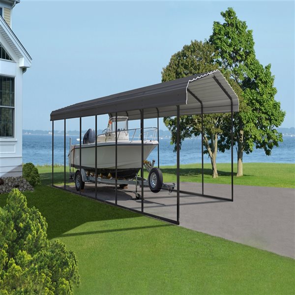 Arrow 10-ft x 29-ft x 9-ft Charcoal Grey Metal Carport