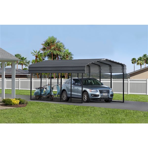 Arrow 12-ft x 24-ft x 9-ft Charcoal Grey Metal Carport