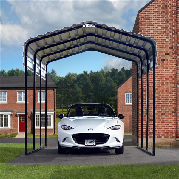 Arrow 10-ft x 15-ft x 9-ft Eggshell Metal Carport