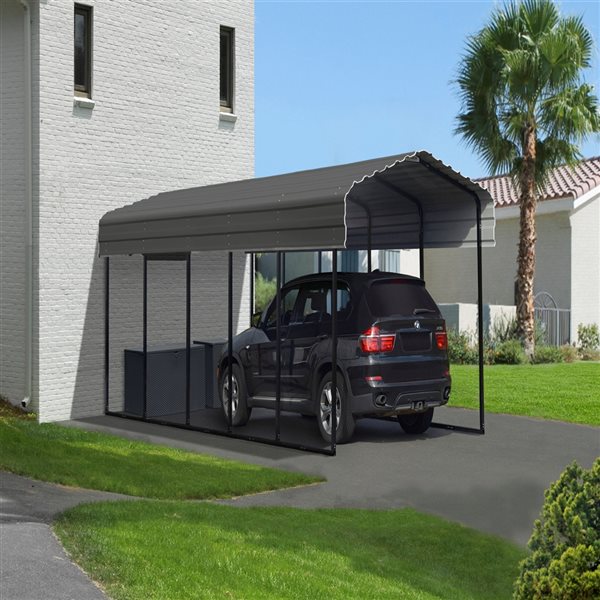 Arrow 10-ft x 24-ft x 9-ft Charcoal Grey Metal Carport