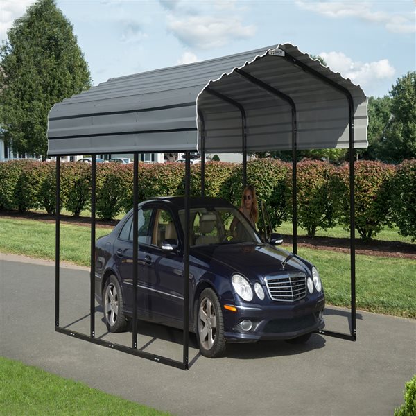 Arrow 10-ft x 15-ft x 9-ft Charcoal Grey Metal Carport