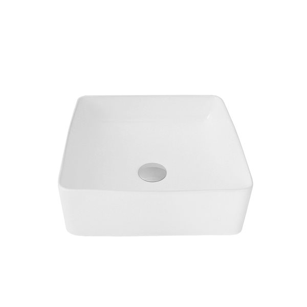 Stylish Lush 14.5-in x 14.5-in White Porcelain Vessel Square Bathroom Sink