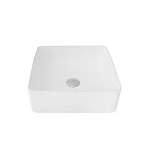 Stylish Lush 14.5-in x 14.5-in White Porcelain Vessel Square Bathroom Sink