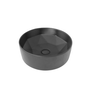 Stylish Posh 16-in x 16-in Black Porcelain Vessel Round Bathroom Sink