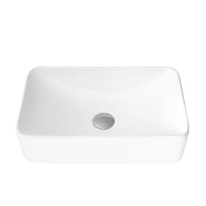 Vasque carrée de salle de bains en porcelaine blanche Lavish par Sylish de 19 po x 11,5 po