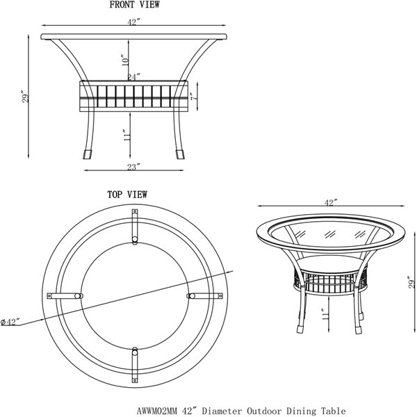 Alaterre Carolina/Asti Round Wicker Outdoor Dining Table 42-in W x 42 ...