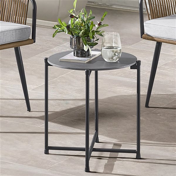 Alaterre Alburgh Round Outdoor Bistro Table 18-in W x 18-in L