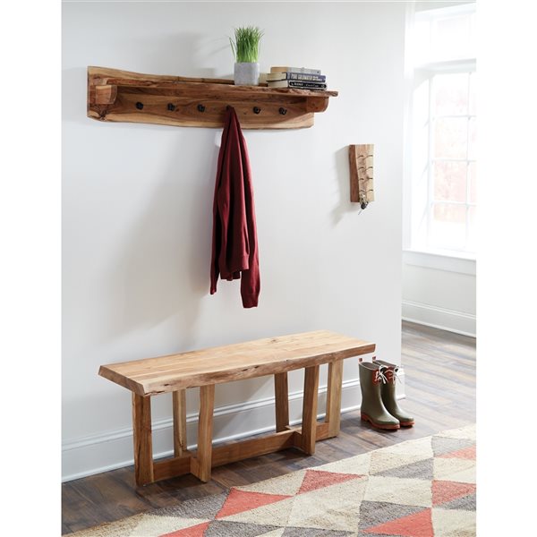 Alaterre Alpine Rustic Natural 6-Hook Hook Rack with Shelf