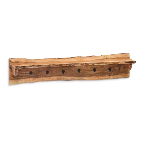 Alaterre Alpine Rustic Natural 6-Hook Hook Rack with Shelf