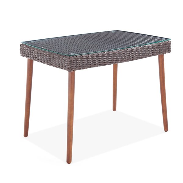 Alaterre Athens Rectangle Wicker Outdoor Bistro Table 24-in W x 35-in L