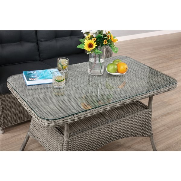 Alaterre Monaco Rectangle Wicker Outdoor Bistro Table 43-in W x 26-in L