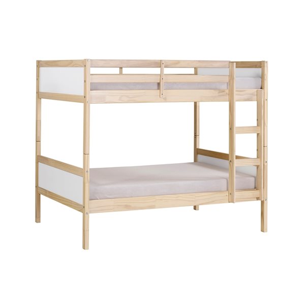 Alaterre MOD White and Natural Twin Over Twin Bunk Bed