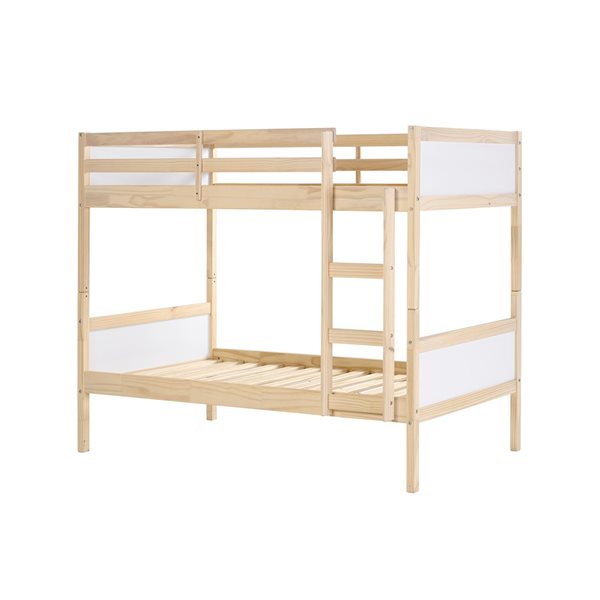 Alaterre MOD White and Natural Twin Over Twin Bunk Bed