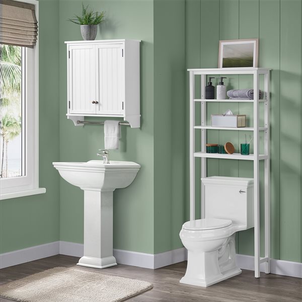 Alaterre Dover 27-in W x 29-in H x 8-in D White Bathroom Wall Cabinet with Towel Rod