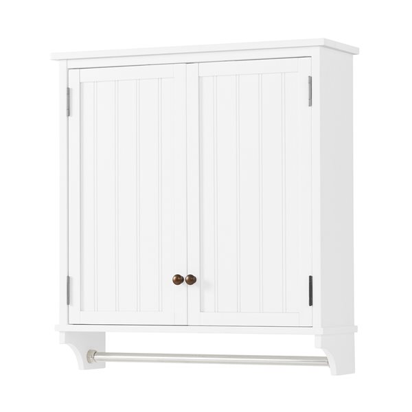 Alaterre Dover 27-in W x 29-in H x 8-in D White Bathroom Wall Cabinet with Towel Rod