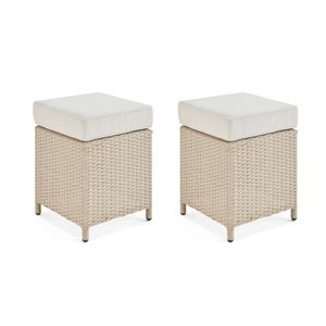 Alaterre Canaan Cream Metal Stationary Bar Stools with Off-White Cushioned Seat - Set of 2