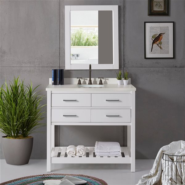 Alaterre Harrison 36-in White Bathroom Vanity Cabinet