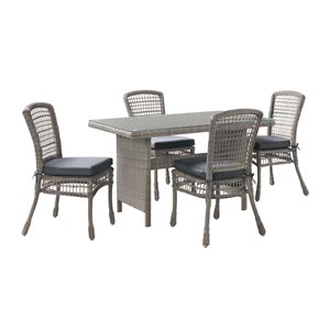 Alaterre Asti Grey Frame Patio Dining Set with Grey Cushions Included - 5-Piece