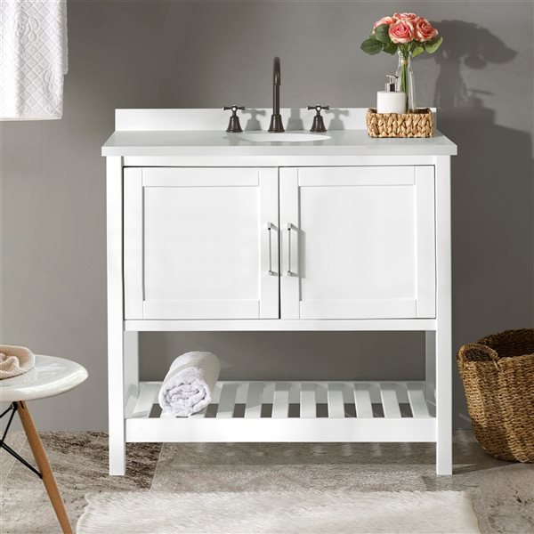 Alaterre Bennett 36-in White Bathroom Vanity Cabinet