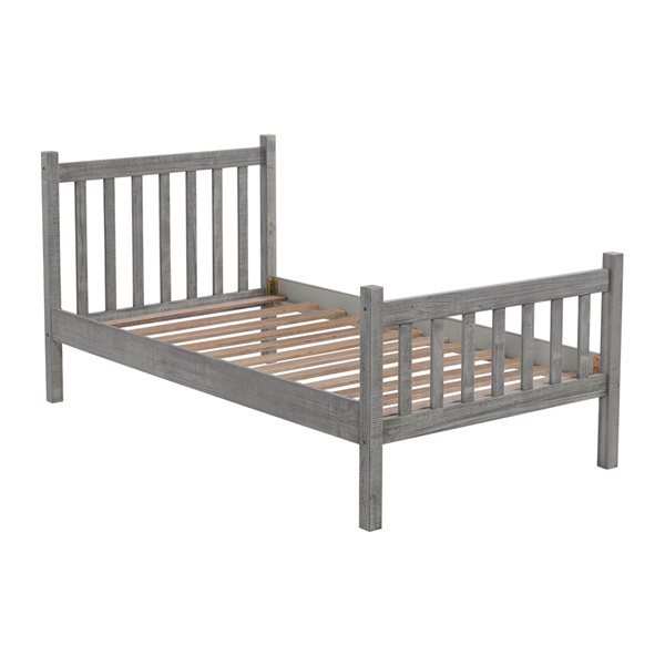 Grey wood deals twin bed frame