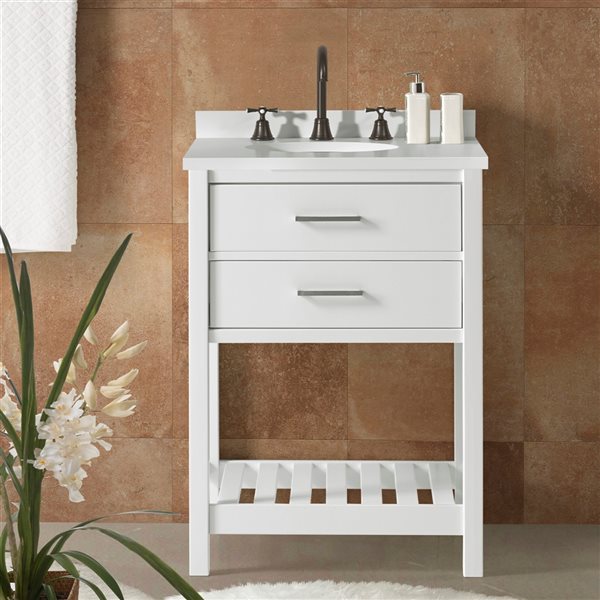 Alaterre Harrison 24-in White Bathroom Vanity Cabinet