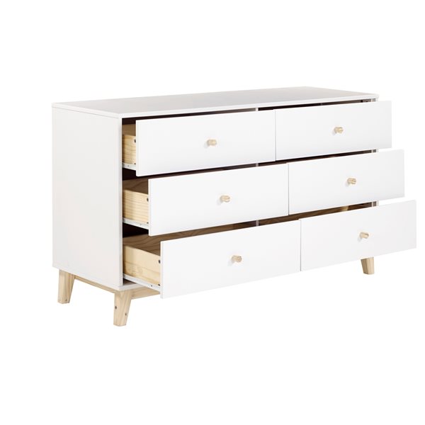 Alaterre MOD White and Natural Pine 6-Drawer Double Dresser