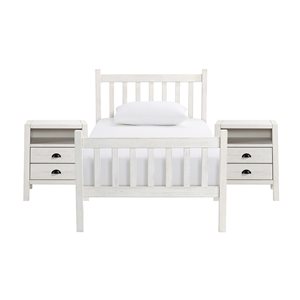 Alaterre Windsor Driftwood White Slat Twin Bedroom Set - 3-Piece