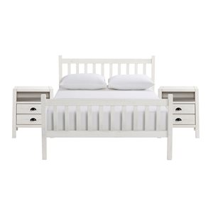 Alaterre Windsor Driftwood White Slat Full Bedroom Set - 3-Piece