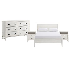 Alaterre Windsor Driftwood White Full Bedroom Set - 4-Piece