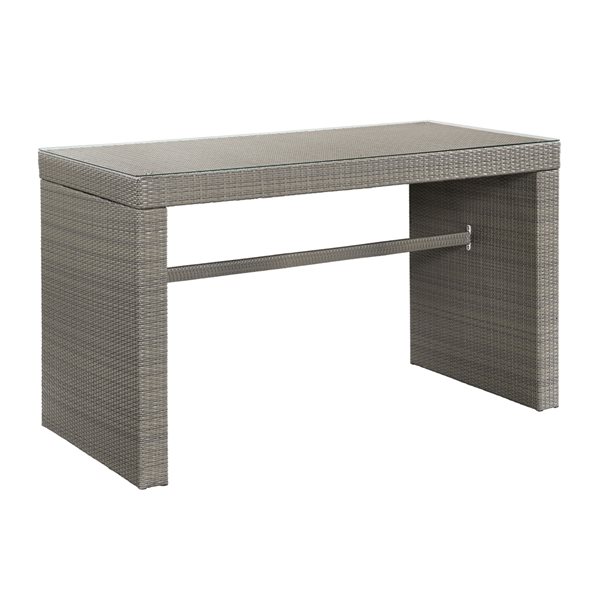 Alaterre Asti Rectangle Wicker Outdoor Bar Height Table 70-in W x 33-in L