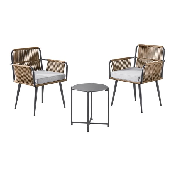 Alaterre Alburgh All-Weather Outdoor Conversation Set w/ 2 Rope Chairs & Cocktail Table AWWK013KK