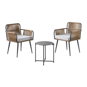 Alburgh All-Weather Outdoor Conversation Set w/ 2 Rope Chairs & Cocktail Table