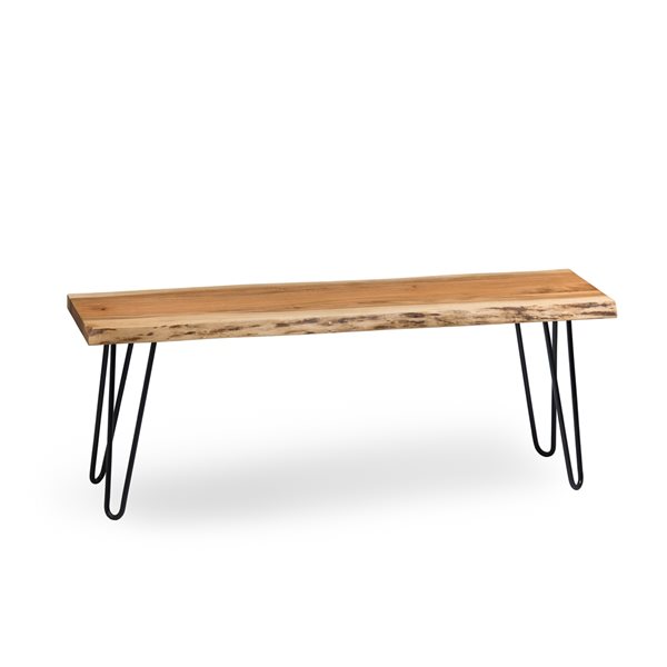 Alaterre Hairpin Rustic Live Edge 48-in Natural and Black Bench
