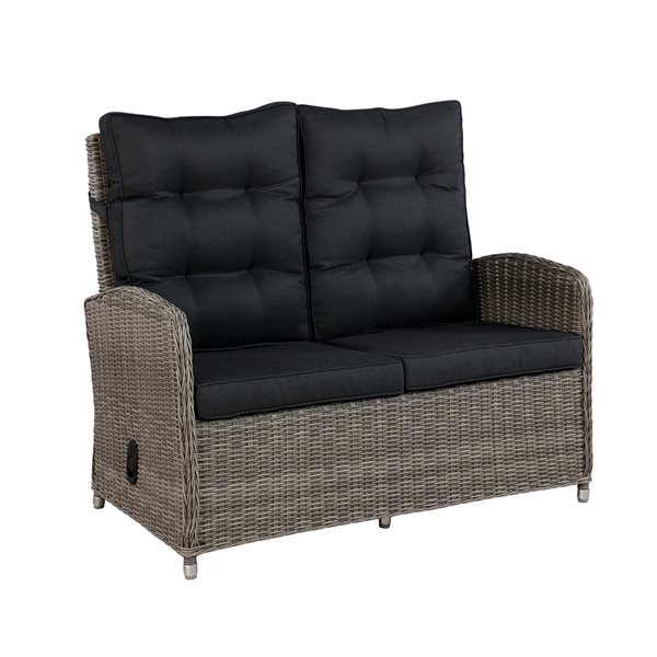 Alaterre Monaco 48-in W x 40-in L Grey and Black Outdoor Reclining Bench