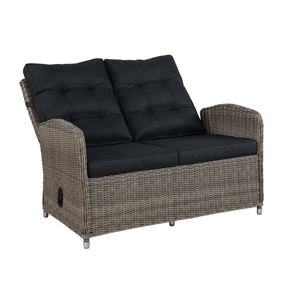 Alaterre Monaco 48-in W x 40-in L Grey and Black Outdoor Reclining Bench