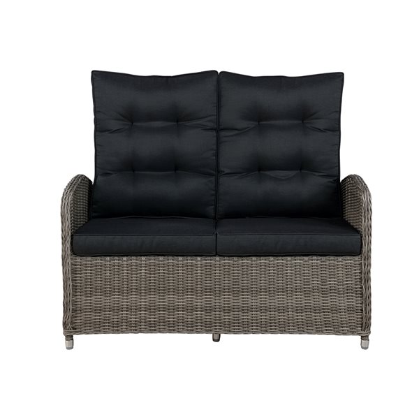 Alaterre Monaco 48-in W x 40-in L Grey and Black Outdoor Reclining Bench