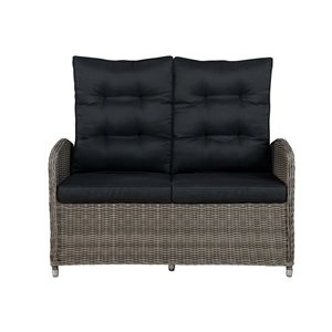 Alaterre Monaco 48-in W x 40-in L Grey and Black Outdoor Reclining Bench